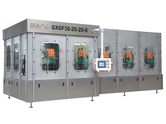 びん 18000BPH のパルプ/繊維ジュースのための容積測定の液体の充填機をかわいがって下さい